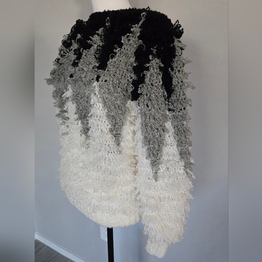 Answers By Riddles Fringe Boho Shaggy Colorblock … - image 2